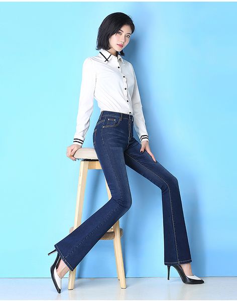 

deep blue han edition show thin age season flares chic elastic wide-legged pants
