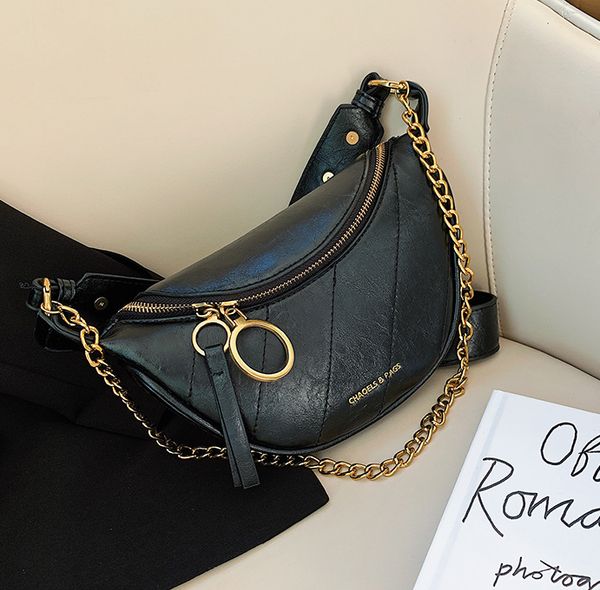 

новый стиль мода fold мешка талии женщины просто два стиль цепи сплошного цвета грудь сумка женщина талия сумка на ремень, 5 # цвет