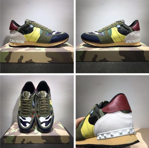 

fashion studded camouflage designer sneakers shoes combo rock footwear men women flats rockrunner trainers casual shoes xshfbcl, Black