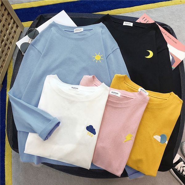 

2019 autumn loose student harajuku street long sleeve fashion 2019 autumn loose student t-shirt harajuku street t-shirt long sleeve top, White