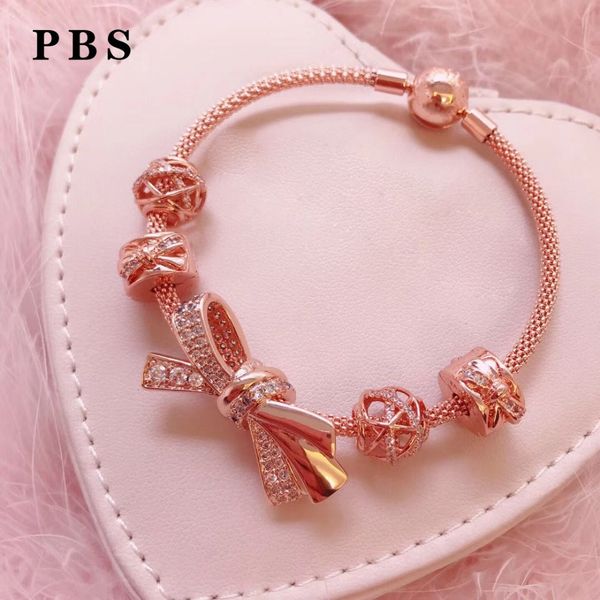 

rose gold bracelet for women luxury jewelry gift 925 sterling silver 2019 new bow bead bracelet pendant diy bracelet, Golden;silver