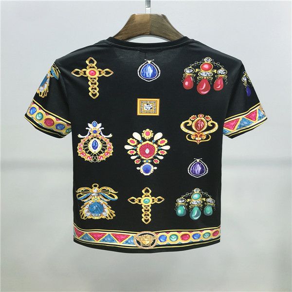 

72wholesale luxury t-shirt hip-hop fashion printing men's designer t-shirt short sleeve high-quality men's and women's t-shir, Black;green