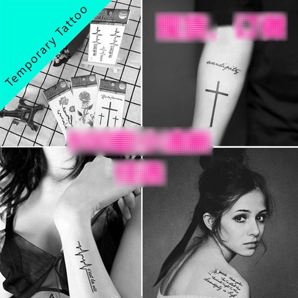 Acheter 900 Style Sexy Mode Mots De Plume Motif Lettre Noire Temporaire Tatouage Garçon Fille Hommes Femme Finger Corps Bras Art Dessins Tatouage