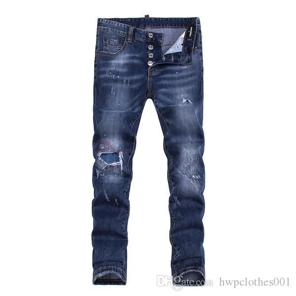 

mens designer denim skinny denim motorcycle men ripped slim fit classic jeans men trousers soft mens joggers, Blue
