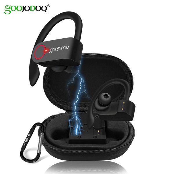 

goojodoq true wireless earbuds tws bluetooth earphone 5.0 with charger box sports earhook bluetooth headphone for iphone xiaomi
