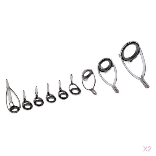 

18pcs fishing rod guides line rings eyes stainless steel frame