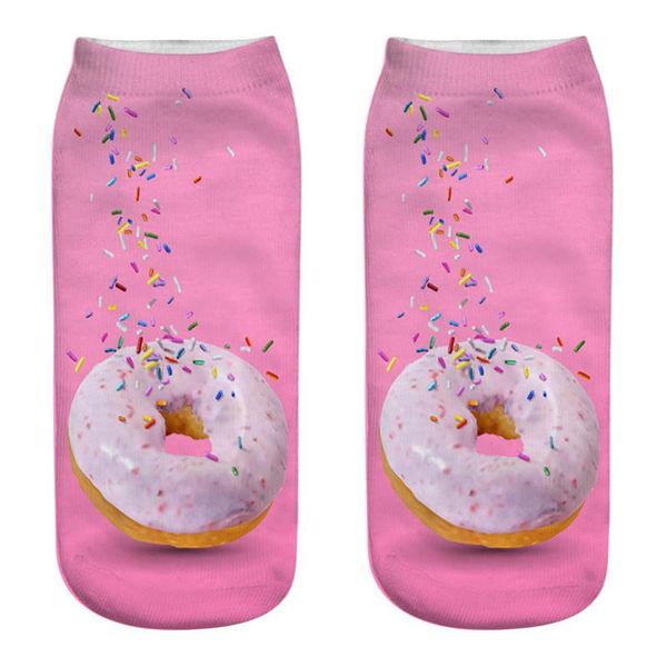 

womens socks designer foods 3d print socks colorful donna nice day casual hosiery delicious donuts print, Black;white