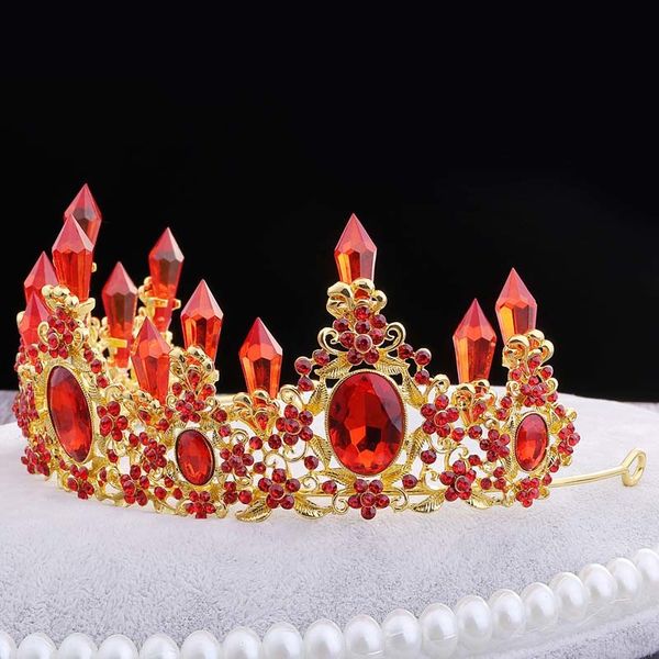 

luxury baroque high-end crystal bride crown and tiaras bridal wedding diadem coronal headdress hair accessories hair jewelry jl, Golden;white