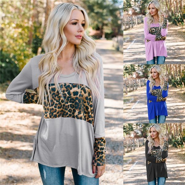 

женщины печати leopard tshirt дизайнер crew neck дряблая повседневный tops мода офис леди streetwear тройники, White