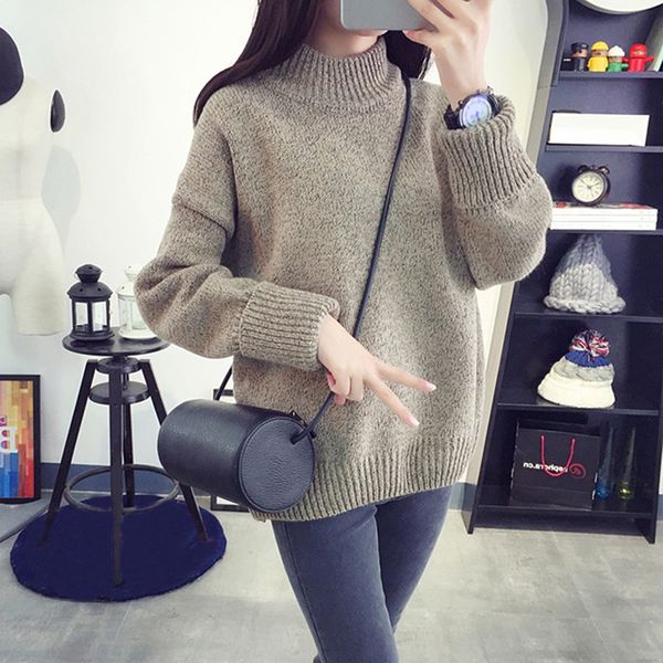 

2019 new autumn korean women turtleneck knitted sweater winter warm thicken sweaters pullover female jumper pull hiver femme, White;black