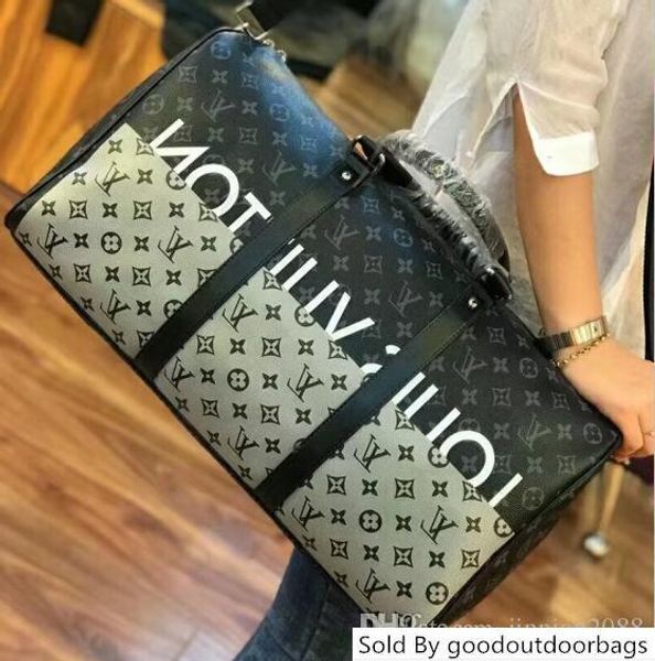 

50cm travel bag genuine leather women men duffel bags designers luggage bag popular brands color mixing