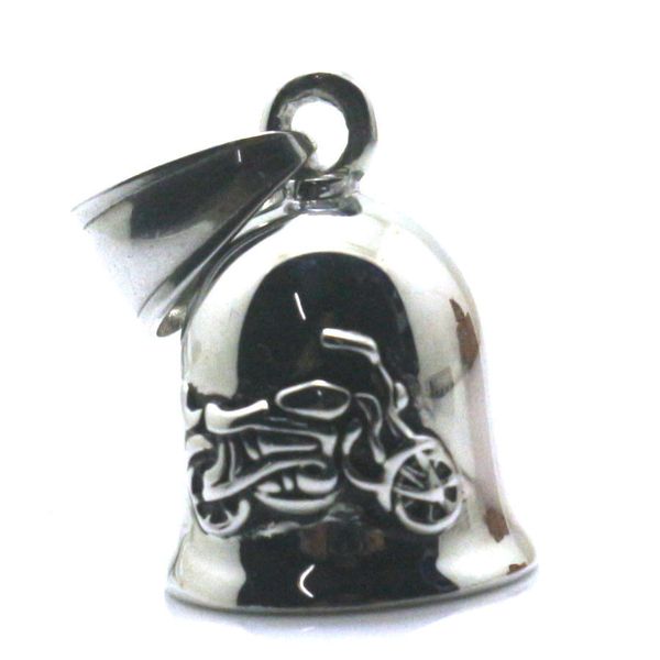 

mens boys 316l stainless polishing small and exquisite jingle bell cool motorcycle biker pendant, Silver