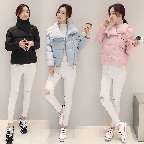 

women short jacket parkas mujer 2019 autumn jacket coat fashion autumn solid warm casual padded down parka female coat women, Black