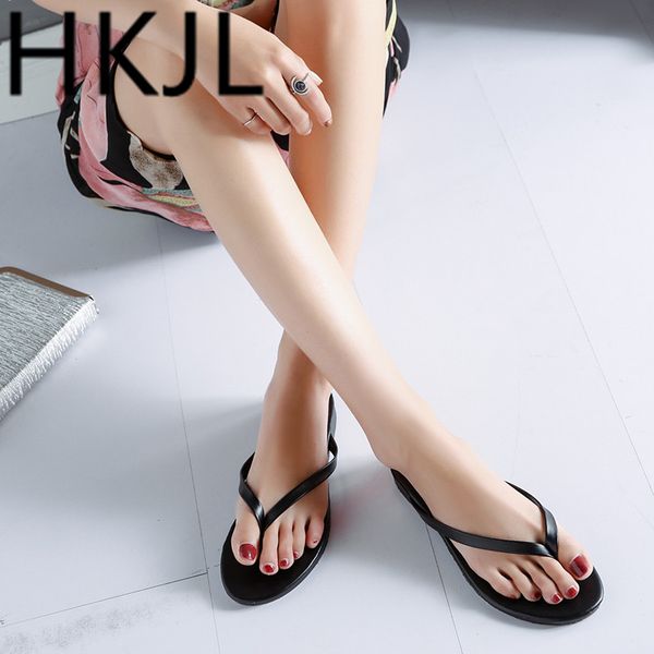 

hkjl fashion women's summer fashion flip-flops outside wearing new summer 2019 candy colored sandals a301, Black