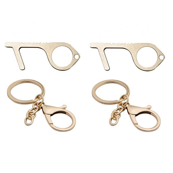 

elevator button 2pcs contactless tool safety door handle brass safety protection no-touch anti-bacteria opener z0506, Silver
