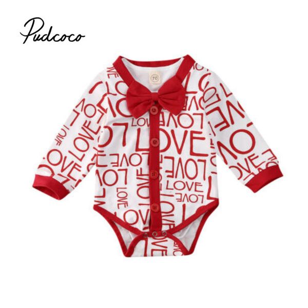 

2020 lovely kids baby boy my first valentine's day love letter bodysuit+coat gentleman 2pcs set outfits xmas set autumn clothing, White