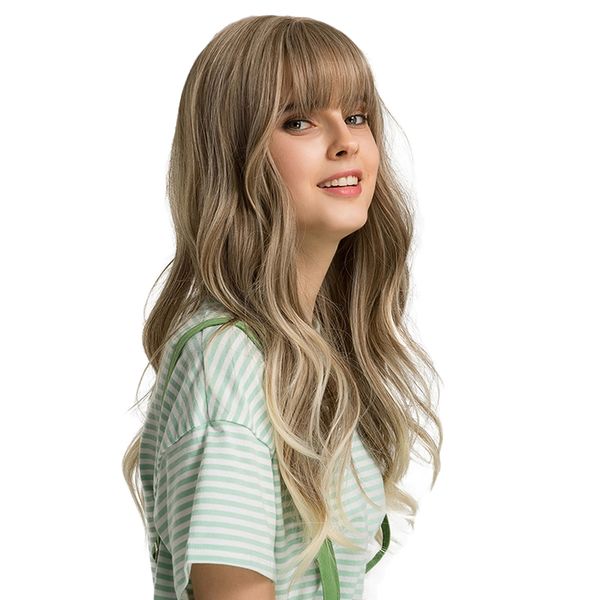 

24'' women long curly wavy middle part wigs for fancy dress cosplay, Black