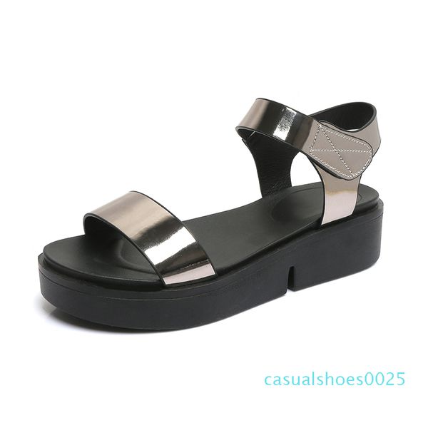 

bomlight 2017 summer gladiator women sandals hook loop mujer shoes casual sandals women pu leather shoes c25, Black