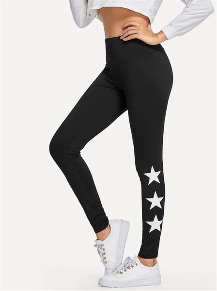 

waist leggings women clothes womens start print designer leggings skinny natural color leggings casual high, Black