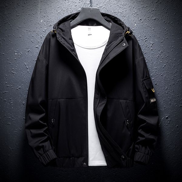 

7664n men casual letter printing coat male handsome autumn tooling hooded pilot slim jacket, Black;brown