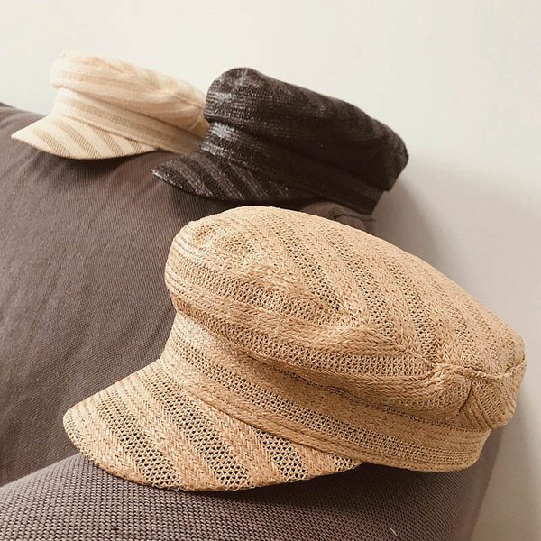 

2020 new fashion hat cap breathable summer hat flat women girl sun visor adjustale holiday beach newsboy cap wholesale, Blue;gray