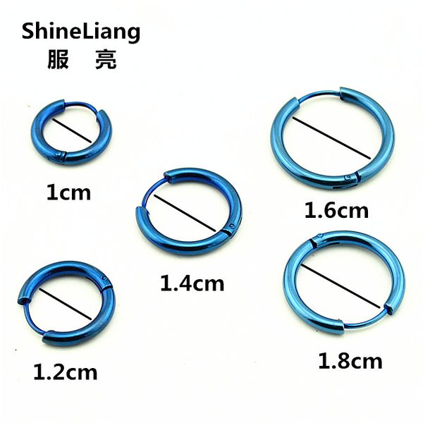 

2pcs stainless steel hoop earrings for men women fashion jewelry nose lip rings ear small circle blue black round 2018 wholesale, Golden;silver