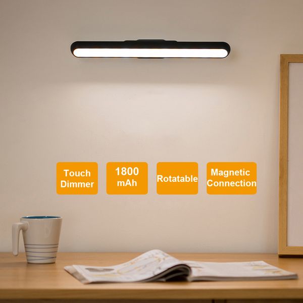 

1800mah touch dimmer wall lamp led indoor lighting decoration rotatable magnetic connection aluminum study lights bedroom lamp
