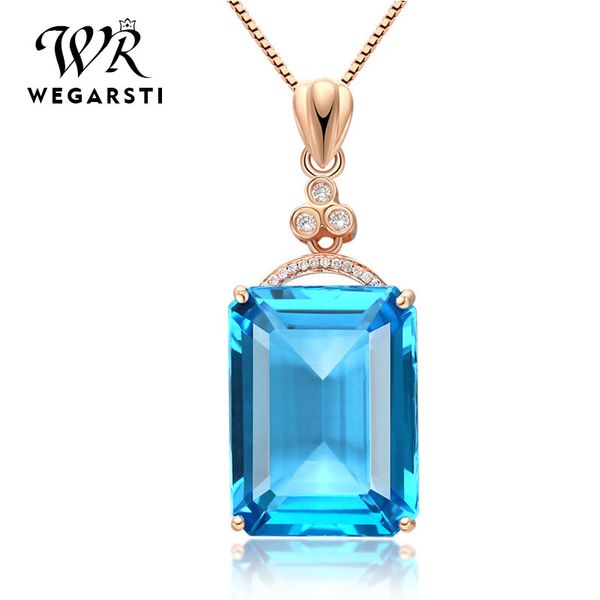 

wegarsti square blue sapphire rhine z pendant for women 925 sterling silver color charms necklace fine jewelry wedding gift