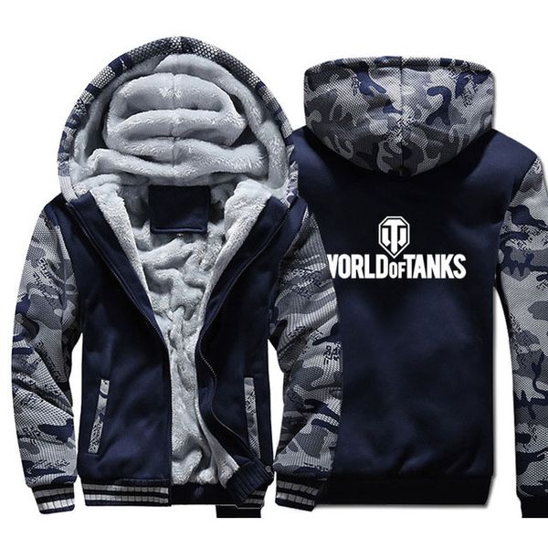 

dopshipping world of tanks hoodies men world war 2 sweatshirts coats winter thick fleece warm zipper hip hop jacket usa size, Black