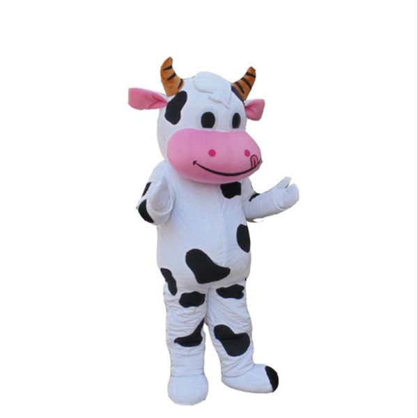 2019 Fábrica de venda quente PROFISSIONAL fazenda de gado leiteiro COW traje da mascote dos desenhos animados Fancy Dress frete grátis