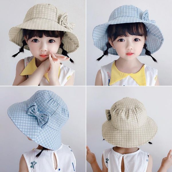 

cartoon spring baby hat fisherman hat girl boy outdoor sunshade bucket cap, Yellow