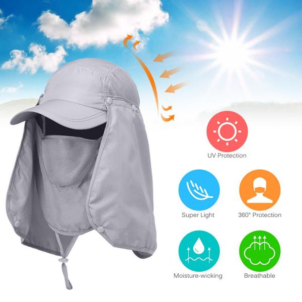 

360Â° outdoor uv protection ear flap neck cover sun hat outdoor sunscreen detachable fisherman hat breathable hiking&cycling cap, Black