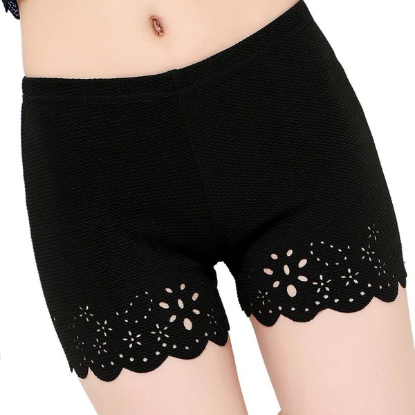 

new summer safety shorts for women comfortable safety short pants seamless shorts under skirt hollow out lace underwears, Black;pink