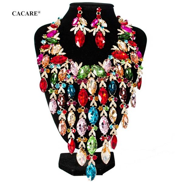 

luxury rhinestone jewelry sets women fashionable necklace earrings set 3pcs eu dubai big jewellery party jewels f1054 7 colors, Silver
