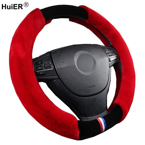 

8 colors car steering wheel cover winter soft warm funda volante universal braid on the steering-wheel auto car styling