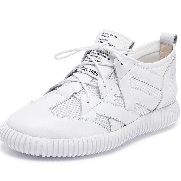 

spring 2019 fashion leather lace-up casual women's shoes flat bottom sports wind small white shoes soft bottom soft, Black