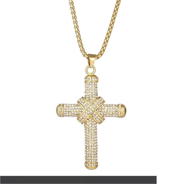 

new wave brand hip-hop cross crossed alphabet diamond pendant necklace, Silver