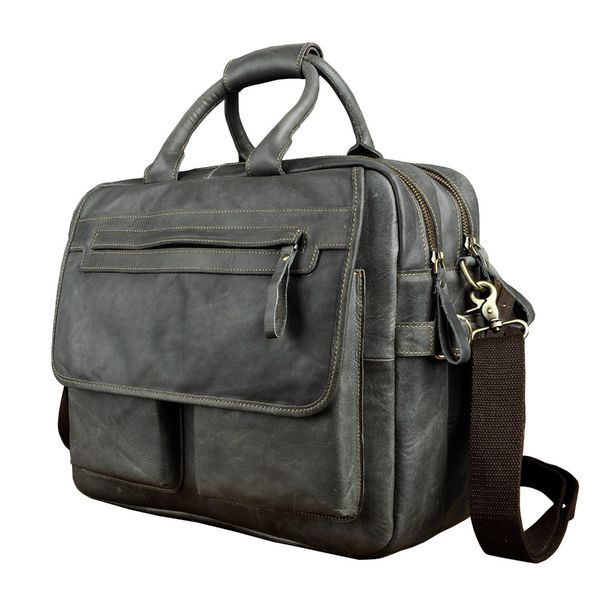 

men real leather antique style large capacity briefcase business 15.6" lapcases attache messenger bags portfolio 8951g