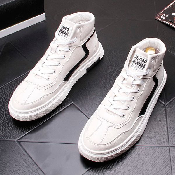 

errfc selling concise mens casual comfort shoes high beige round toe designer leisure shoes younger man spring fall 43, Black