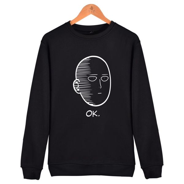 

мужская мода один удар человек мужчин и женщин толстовки аниме один oppai толстовки пунш-мужчина вновь сделать теплый флис свободного покроя, Black