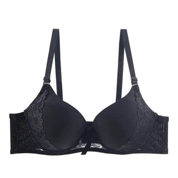 

underwire padded large size push up lingerie adjustable embroidered bow bra 3/4 cup female underwear, Red;black