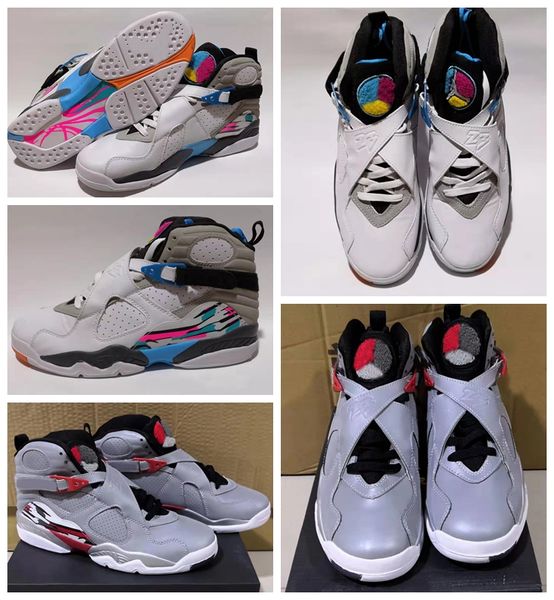 

2019 new 8 8s mens basketball shoes 3m gray white pink trainers air sports sneakers designer trainers des chaussures jumpman baskets zapatos