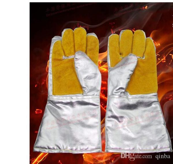 

high temperature resistant, aluminum foil gloves, palm, leather, wear resistant, heat resistant gloves, industrial processing gloves