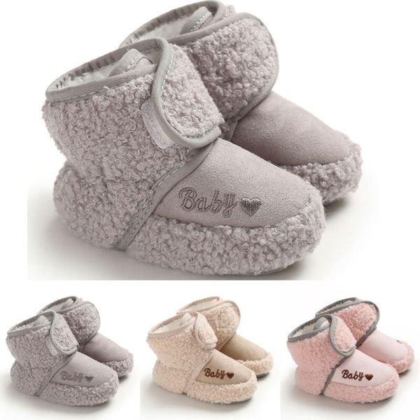 

0-18m toddler baby boys girls winter warm snow boots soft sole crib cotton shoes, Black;grey