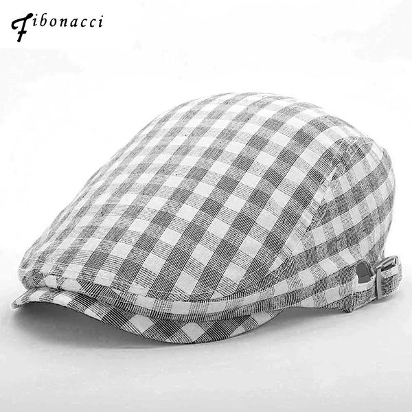 

fibonacci 2018 new spring summer ultra-thin cotton flat plaid beret hats for men women cabbie ivy newsboys caps, Blue;gray