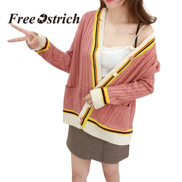 

ostrich women winter cardigan sweaters loose ladies button sweaters knitted coat button autumn coat women casual, White