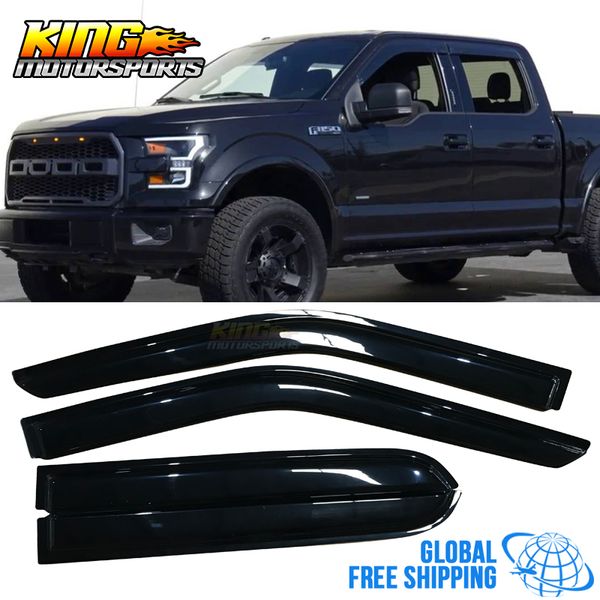 

fits 15-16 ford f150 crew cab acrylic window visors 4pc set global ing