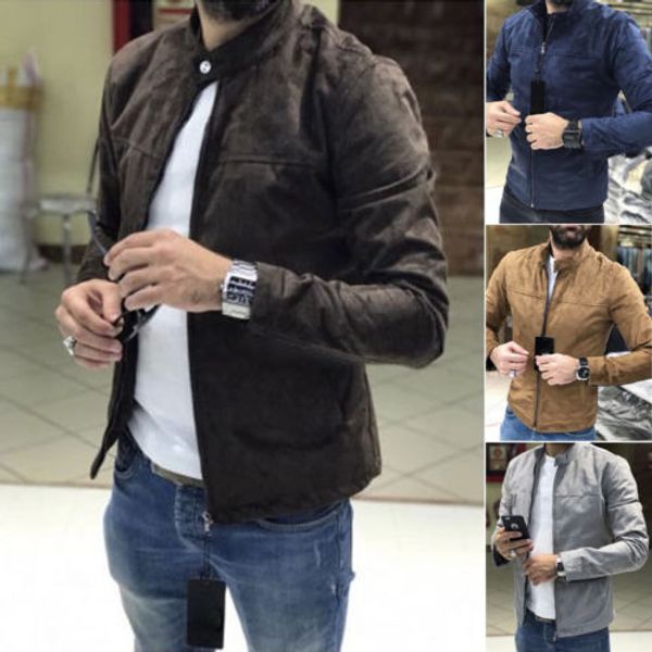 

2019 winter mens bomber jacket suede biker coat resistant padded zip up flight overcoat plus size m-3xl, Black;brown