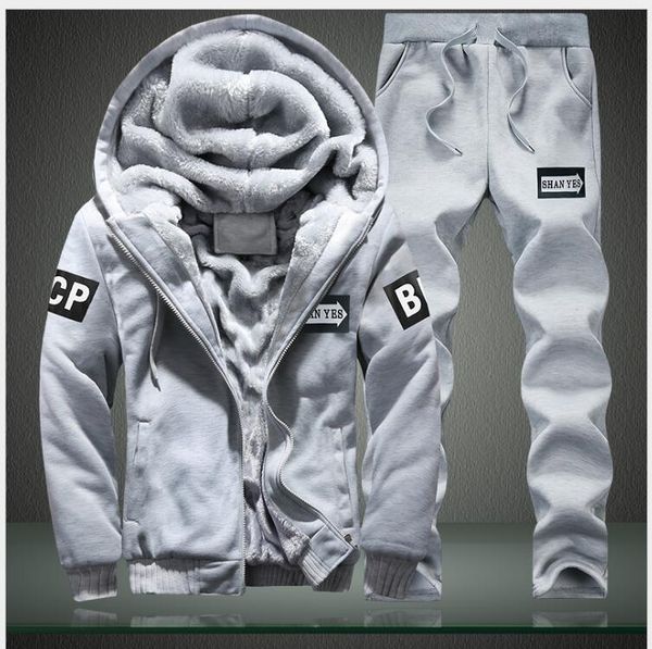 

new two pieces set fashion hooded sweatshirts sportswear men tracksuit hoodie autumn brand clothes hoodies+pants men sets, Gray