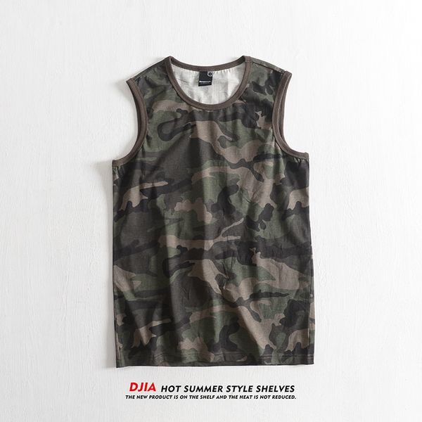 

japanese fashion sports male vest summer casual cotton camouflage sleeveless undershirt youth slim bottoming shirt, Black;white